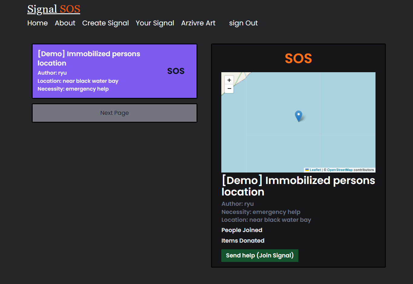 signal-sos.com home page