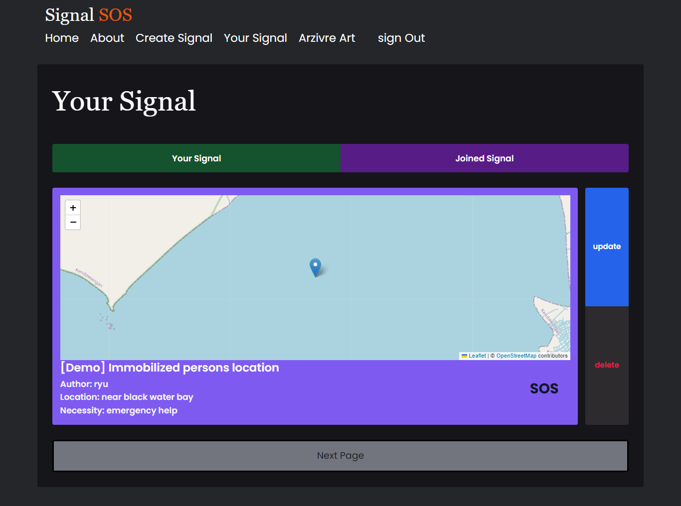 signal-sos.com list signal page